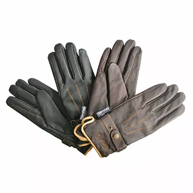 Mark Todd Thinsulate Gloves Adults Winter Leather Riding Glove Black / Brown