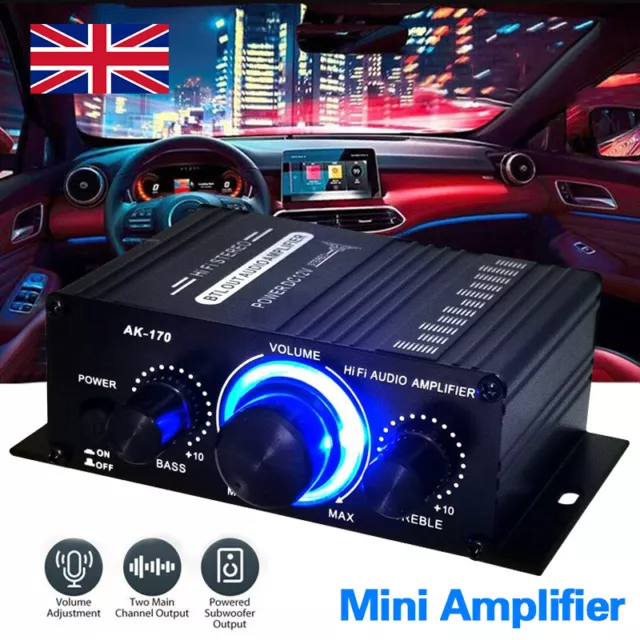 DC 12V HiFi Power Amplifier Mini Small Audio Digital Stereo Car Home FM Bass AMP