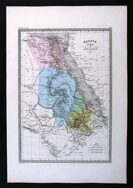 1860 Malte Brun Map Egypt Nubia Abyssinia Nile Red Sea