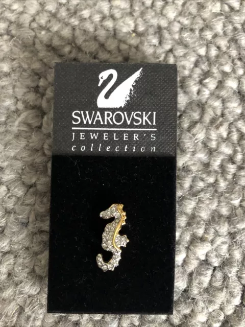 New Swarovski Genuine Seahorse Crystal Pin Broach Tie Pin Excellent Condition