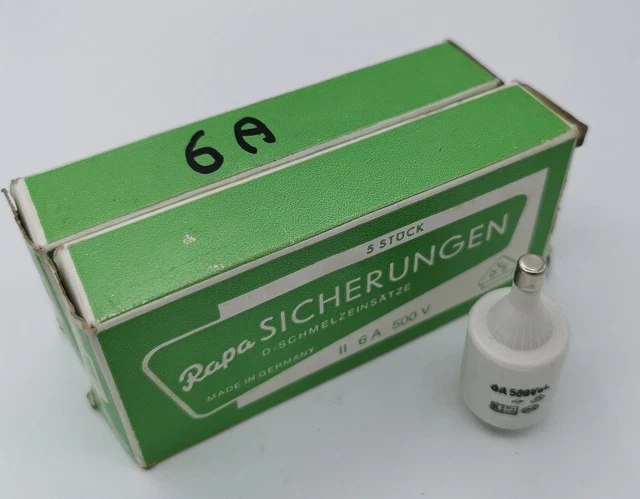 10x Rapa Insert Fusible DII 6A 500V D-Schmelzeinsätze Gl Exécution