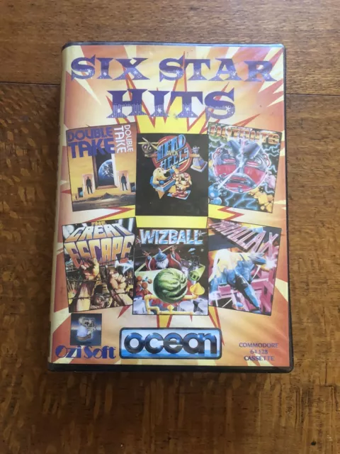 COMMODORE 64 C64 Cassette GAME - SIX STAR HITS inc PARALLAX WIZBALL  Pal Ozisoft