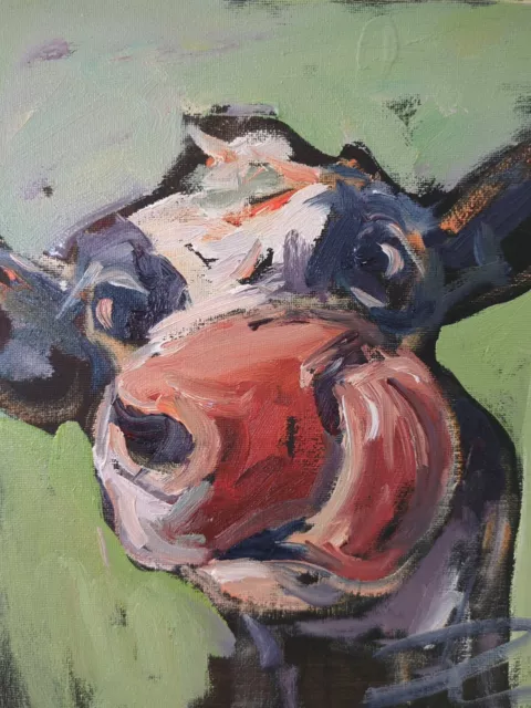 Ölgemälde Tier Ölbild Bilder Modern Art Kunst Unikat Wandbild Tierbild Kuh