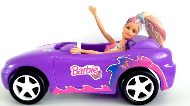 Barbie Purple Convertible Sports Car 1996 & 1x sports fashion Figure Mattel