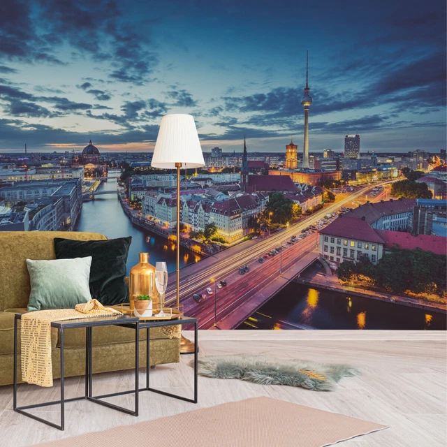 VLIES FOTOTAPETE Tapete Wandbilder XXL Zetrum von Berlin in der Nacht 2716