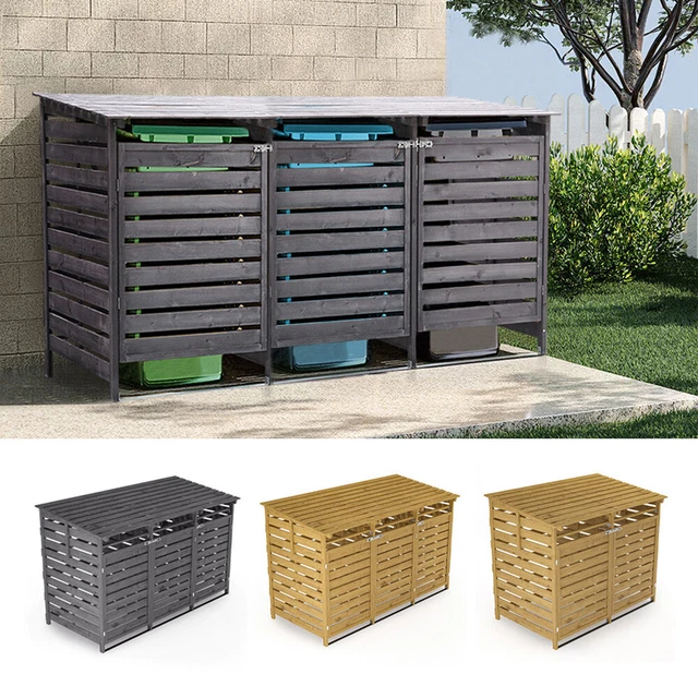 WOODEN DOUBLE TRIPLE Wheelie Bin Store Shed Recycling Storage Garden