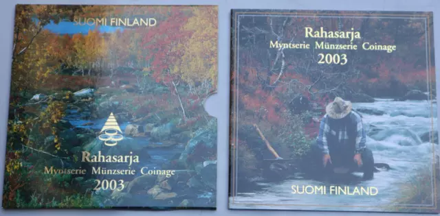 FINNLAND: OFFIZIELLER KMS KURSMÜNZENSATZ 2003: 8 Münzen +Jeton 1 Cent-2 € unc K1