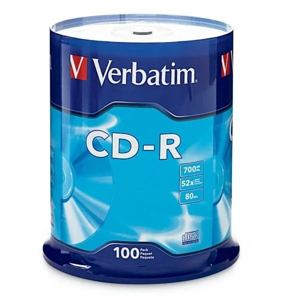 VERBATIM CD-R CDR 52X 700MB White Inkjet Hub Printable SINGLE 100 pack "94554