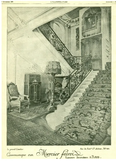 Publicité ancienne tapissier décorateur Mercier Frères 1907 issue de magazine