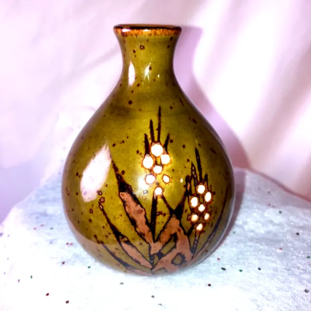 Otagiri Original Hand Crafted Bud Vase Small 4" Stoneware Pottery Vintage