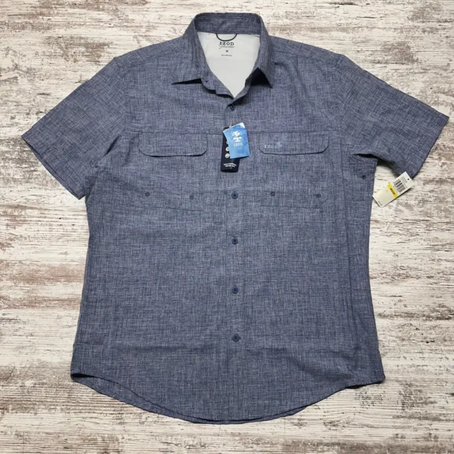IZOD SALTWATER PERFORMANCE Shirt XXL Red Button Up Vented Short Sleeve Mens  $18.98 - PicClick