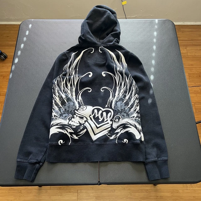 VTG CYBER Y2K Women s Metal Mulisha Mallgoth Wings Skull Half Zip Hoodie Small 57.45 PicClick UK