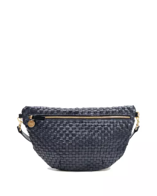 Clare V. Grande Fanny Handbag in Twilight (Navy) Woven Checker, New with Tags