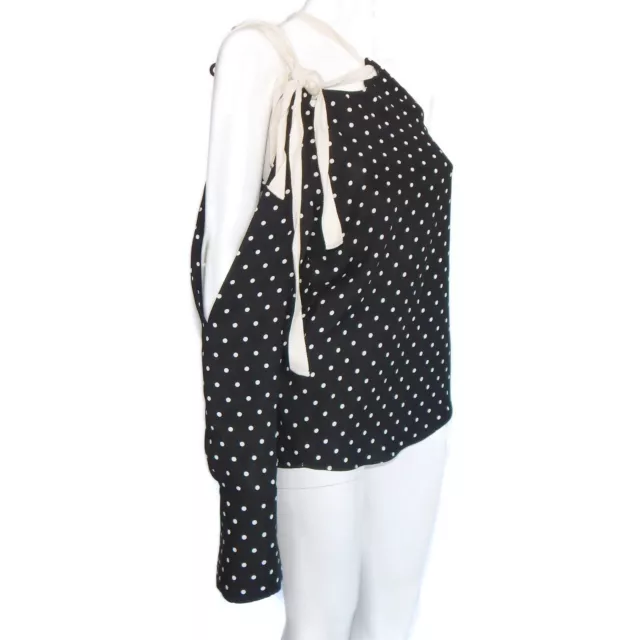 MONSE Cold Shoulder Black Polka Dot Blouse Silk Top size 0 - $790 - 614 2