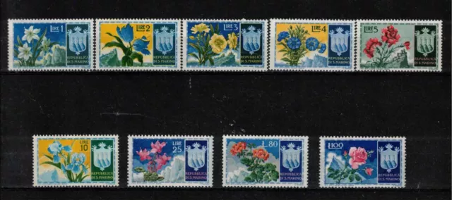 s42557 SAN MARINO 1953 MNH** Fiori I  9v