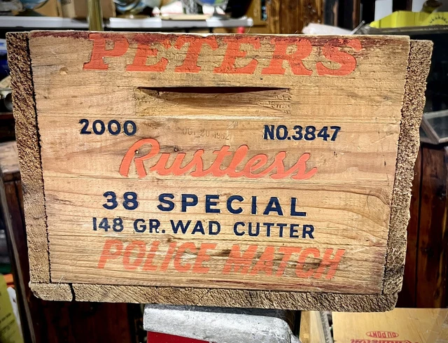 Rare Peters Rustless 38 Special Police Match Wood Ammunition Ammo Box Crate Vtg