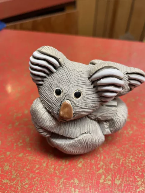 vintage collectible clay koala bear W Baby handmade art figurine