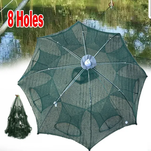 Fishing Net Cage Automatic Open Closing Fishing Crab Trap Steel Wire  Saltwate ^