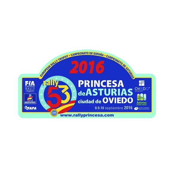 Pegatina Placa Rallye Princesa De Asturias 2016 Pr193 Adhesivo Vinilo Motor