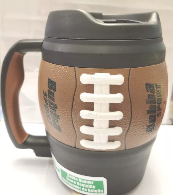 52 oz Plastic Mug/Cup.Large W/Bottle Opener:Travel-Bubba Keg Sport Football.