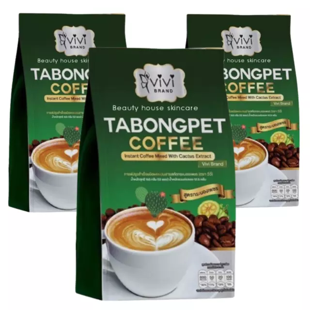 Café Instantáneo VIVI Tabongpet Quema Grasa Control Hambre Sin Azúcar 10 Bolsas x 3
