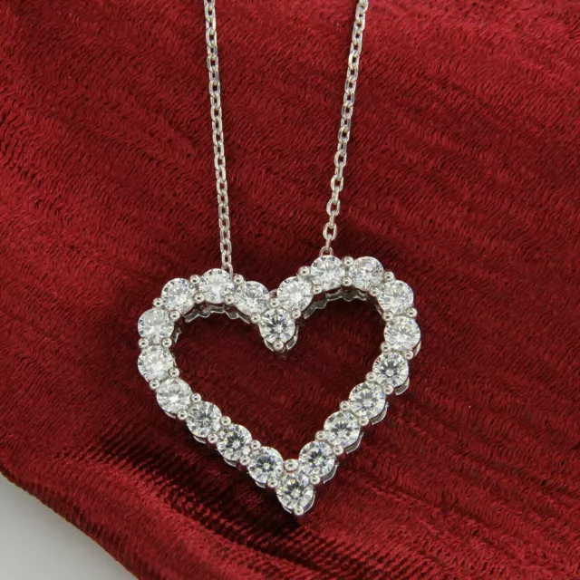 2CT Round Lab Created Diamond Heart Shape Pendant Necklace Gold Plated 925Silver