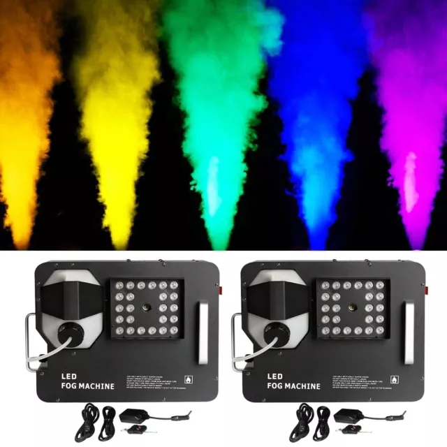 2 PIEZAS Máquina de humo de niebla DMX RGB 24LED efecto de luz de escenario pulverizador vertical control remoto