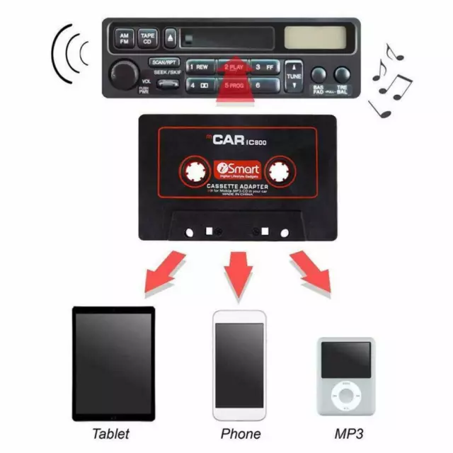 Car Cassette Casette Tape MP3 MP4 Player CD iPod iPhone 3.5mm AUX Audio Adapter 3