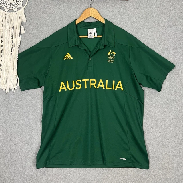 ADIDAS CRICKET AUSTRALIA Polo Shirt Mens 2XL Rio 2016 Olympics