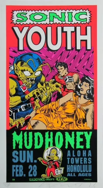 Taz Sonic Youth/Mudhoney Silkscreen Rock Concert Poster Signed Numbered