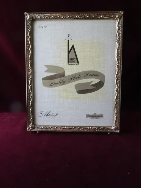 Vintage Ornate Gold Metal Photo Picture Easel Frame, Mid Century Modern, 8 x 10