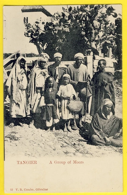 cpa Dos 1900 Ed. CUMBO, GIBRALTAR MOROCCO TANGIER A Group of MOORS MAURES