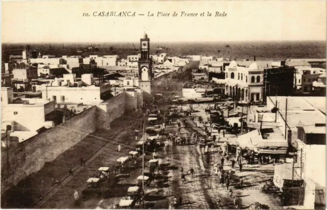 CPA AK Casablanca - La Place de France et la Rade MOROC (963446)