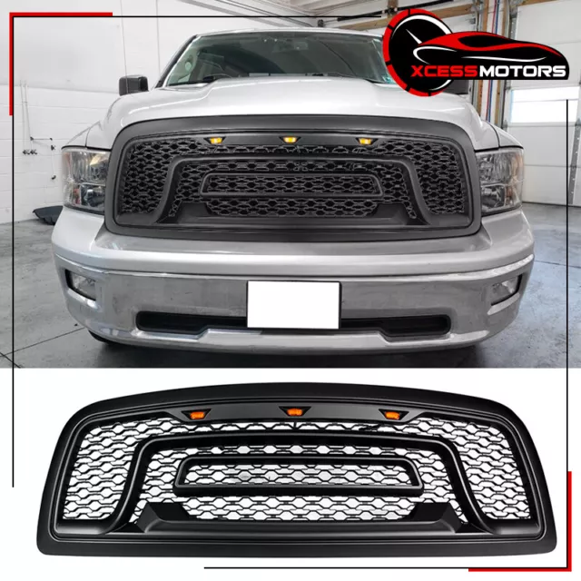 Fits 09-12 Dodge Ram 1500 Matte Black Front Bumper Upper Grille w/ Signal Lights