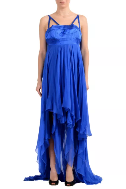 Robe de soirée longue femme Versace Collection 100 % soie bleue US 2 IT 38