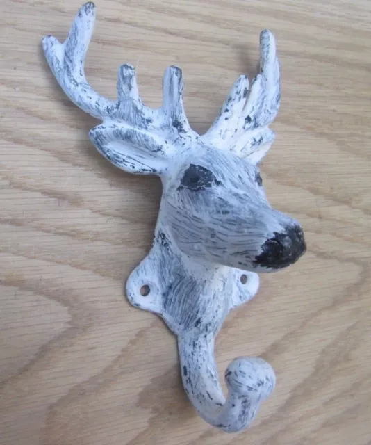 Cast Iron Vintage Old Rustic Antique Stag Head Coat Hook Hanging Hook Peg