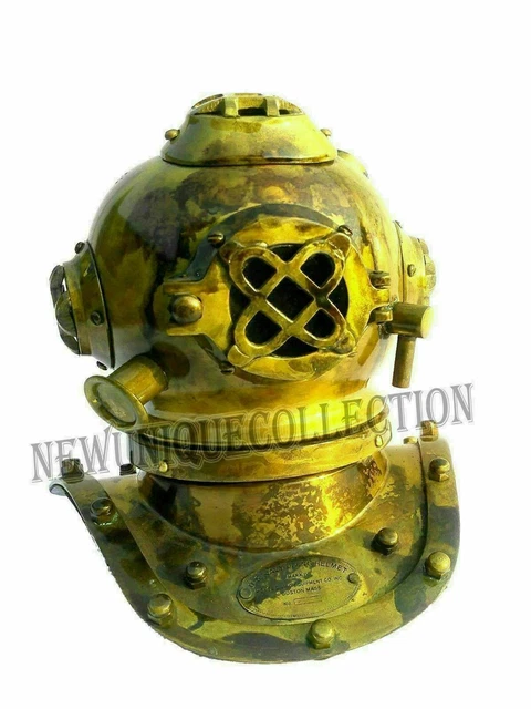 Réplique Ancien Casque De Plongée US Marine Mark V - Laiton Et Métal - Fabriqué à La Main - Neuf - Cadeau Collection