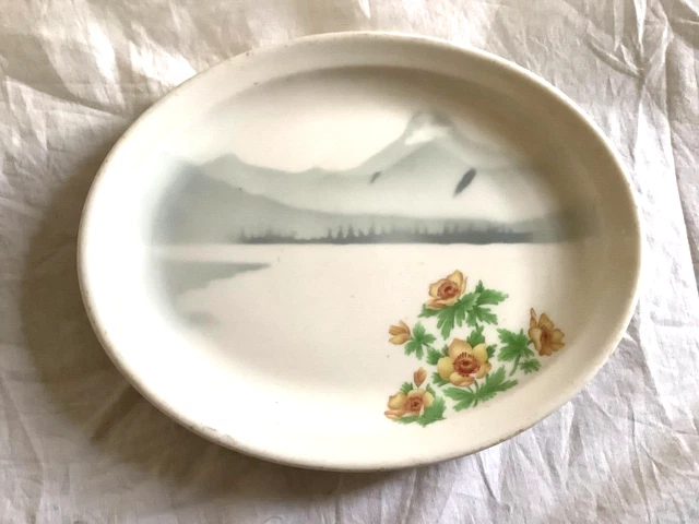 Great Northern Railroad “Mountains & Flowers” 7”x9” Oval. China Plate
