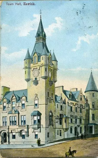 Printed Postcard Of The Town Hall, Hawick, Roxburghshire, Scotland