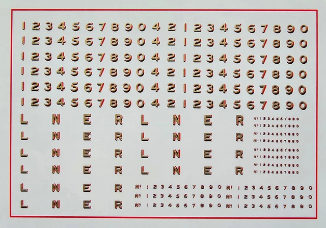 Modelmaster Decals (18) MODELMASTER WATERSLIDE Decals 2Mm 2Ne001 Lner Lettering & Numbers ...