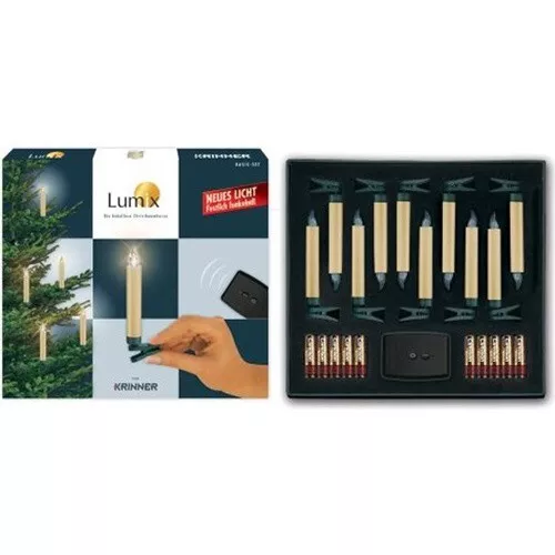 Krinner Lumix kabellose LED-Christbaumkerzen 10 St. CLASSIC Basis-Set 74122