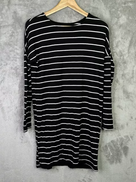 Billabong Dress Women’s Small Simply Put T-Shirt Dress Black White Striped