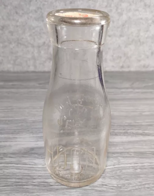 HP Hood & Sons Dairy Experts Pint Size Glass Milk Bottle Boston Mass 1924 OJ Cap