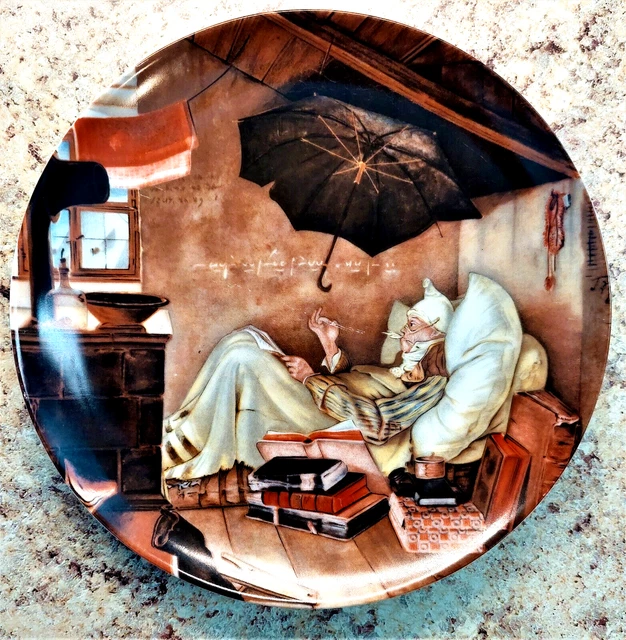 The Poor Poet, famous 1839 painting on collectible plate, Carl Spitzweg
