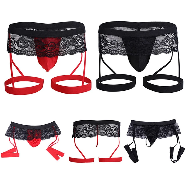 G-string Dentelle Pour Hommes Avec Jarretelles – Sous-vêtements Transparents En Nylon élastique – Taille Unique (tour De Taille 54cm) – Idéal Pour Soirée, Saint-Valentin Ou Nuit Romantique
