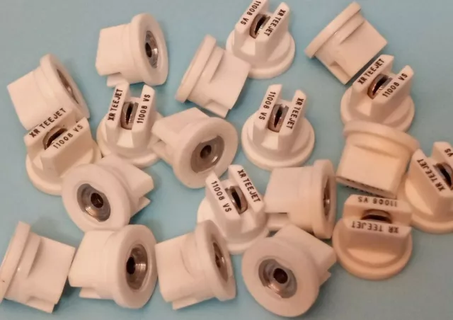Lot of 20 Pcs TeeJet Extended Range Flat Spray Tips White 80° Polymer XR11008VS