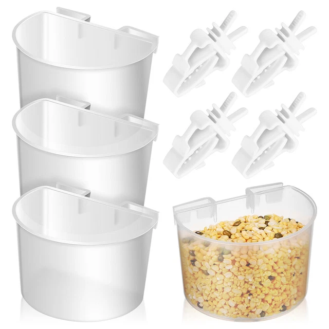 4Pcs Bird Feeding Dish Food Water Bowl with Bird Cage Feeder Clip for Parakeet
