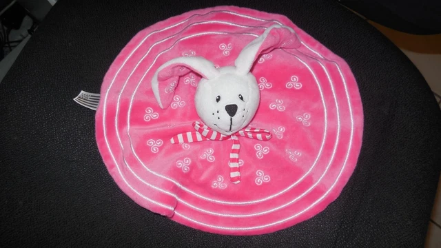 doudou plat rond lapin rose fushia BREIZH