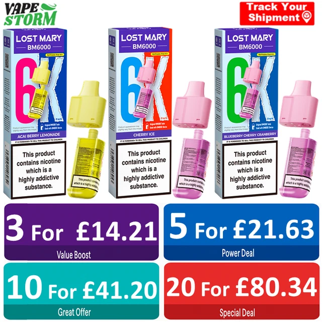 LOST MARY BM6000 Refill Pods Prefilled Replacement Pods | 6000 Puffs |  0/10/20MG £5.65