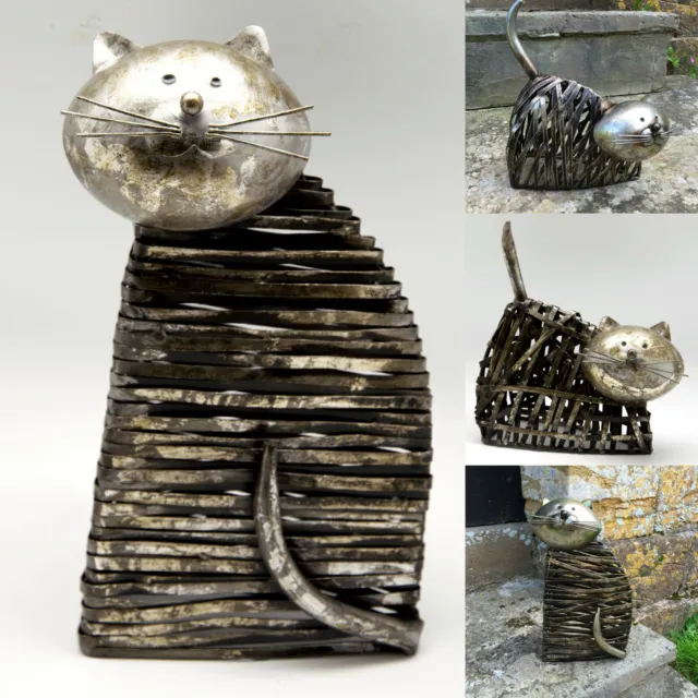 Metal Cat Ornament Sculpture Statue Figurine Garden Home Ornaments Quality Gift